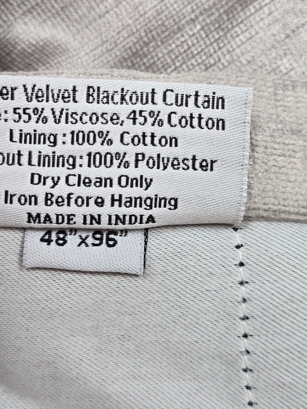NWT QUINCE 1 48x96 Luster Velvet True Blackout Curtain Silver 9789
